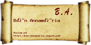 Bán Annamária névjegykártya